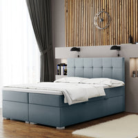 Čalúnená posteľ boxspring NORIS + topper, 140x200, matt velvet 83 -  - 0