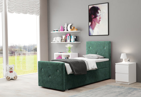 Čalúnená posteľ boxspring COLITA + topper, 100x200, riviera 87, pravá -  - 0