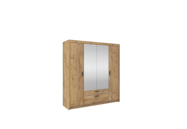 Šatníková skriň ELLENA 4D + zrkadlo, 176x191x53, dub lefkas -  - 0