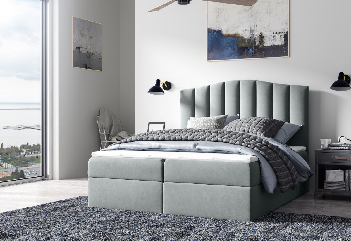 Čalúnená posteľ boxspring LINDE + topper, 120x200, casablanca 2314 -  - 0