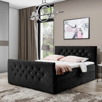 Čalúnená posteľ boxspring MATRAGI + topper, 120x200, čierna -  - 0