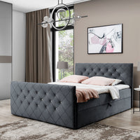 Čalúnená posteľ boxspring MATRAGI + topper, 120x200, grafit -  - 0