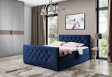 Čalúnená posteľ boxspring MATRAGI + topper, 120x200, modrá (granatowy) -  - 0