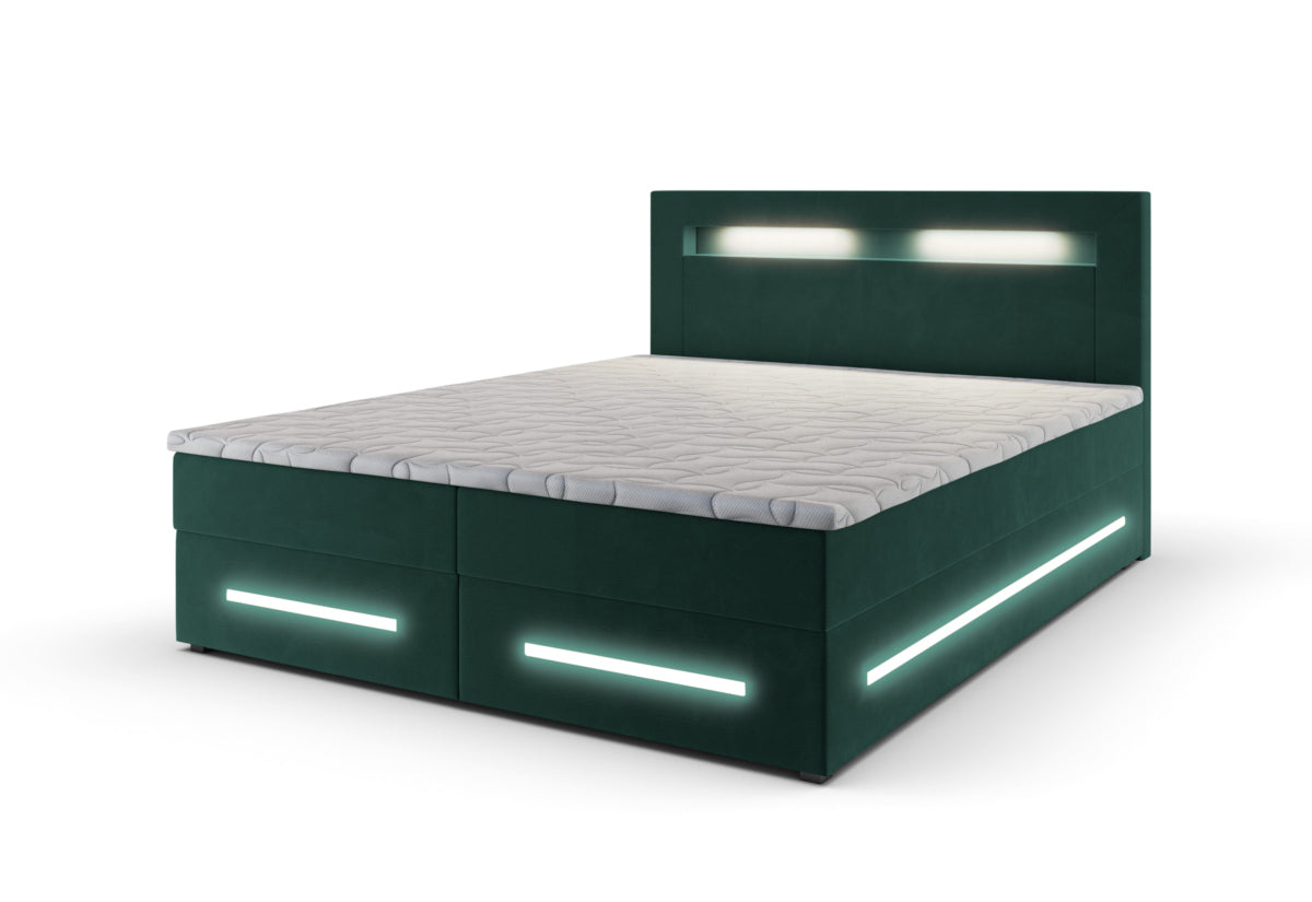 Čalúnená posteľ boxspring MINOR + topper, 140x200, monolith 37 -  - 0