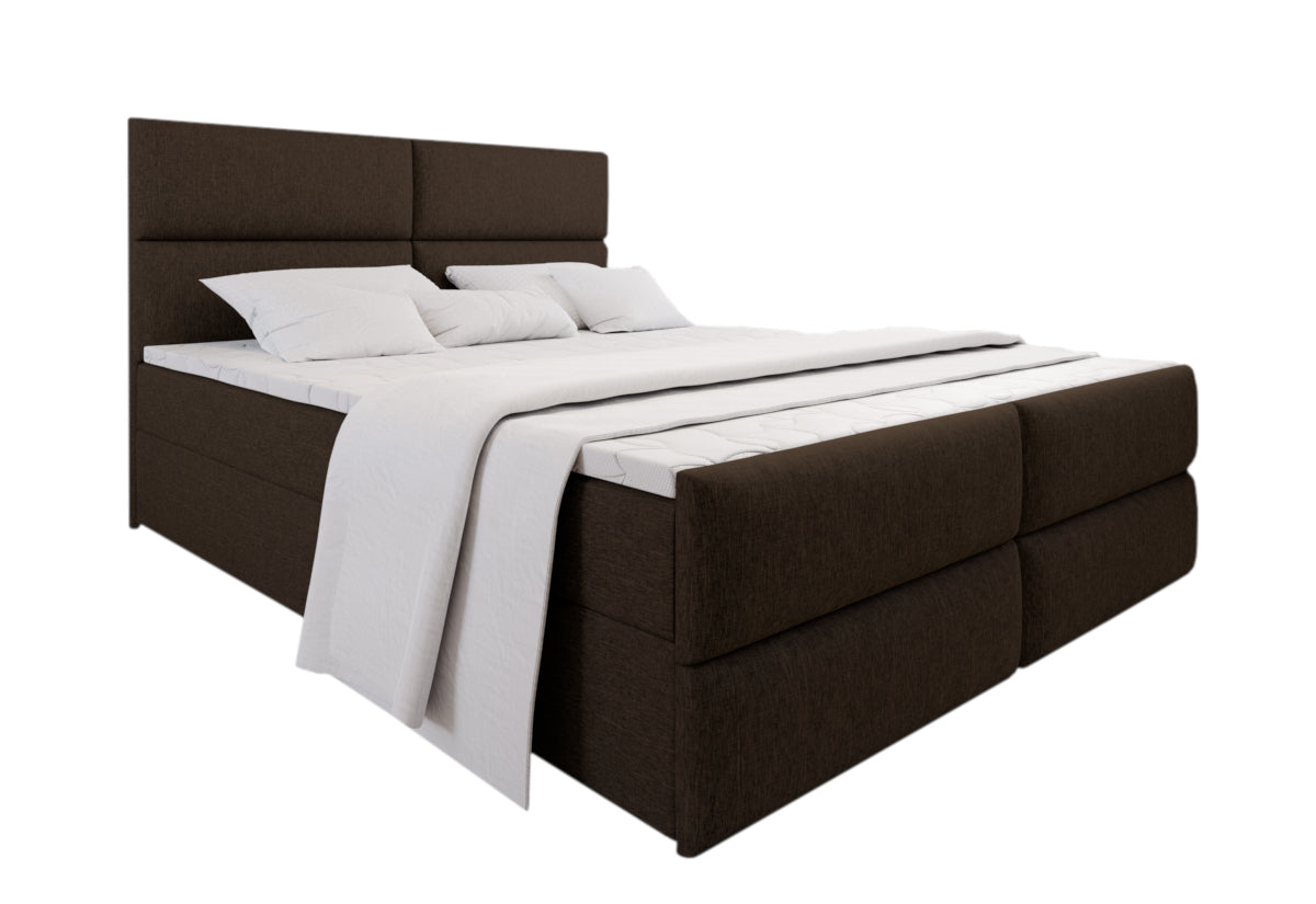 Čalúnená posteľ boxspring MILON + topper, 140x200, sawana 26 -  - 0