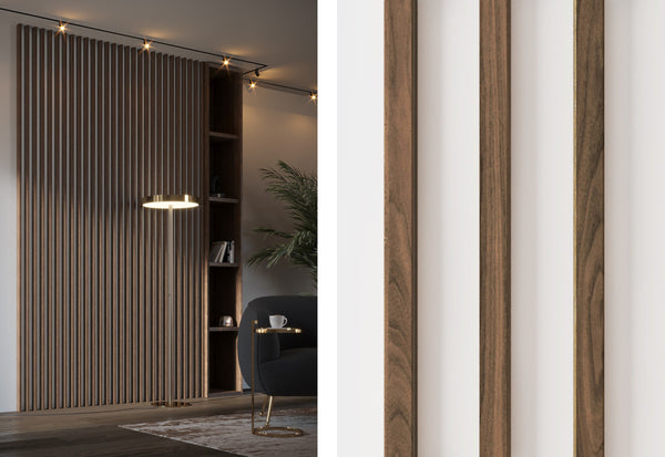 Nástenné lamelové panely SPRINTY 2, 30,2x275x3,8, orech/biela -  - 0