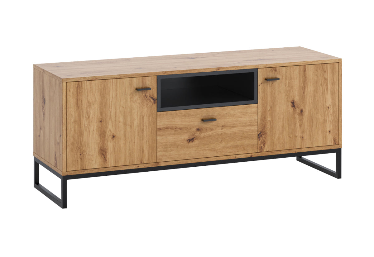 TV stolík OTYL, 135x55x40, dub artisan/čierna -  - 0