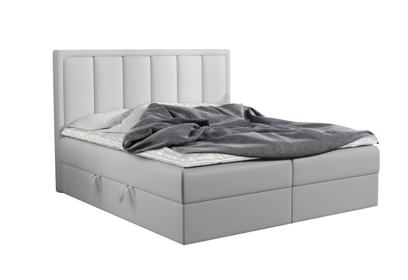 Čalúnená posteľ boxspring FRANIA, 140x200, biela ekokoža -  - 0